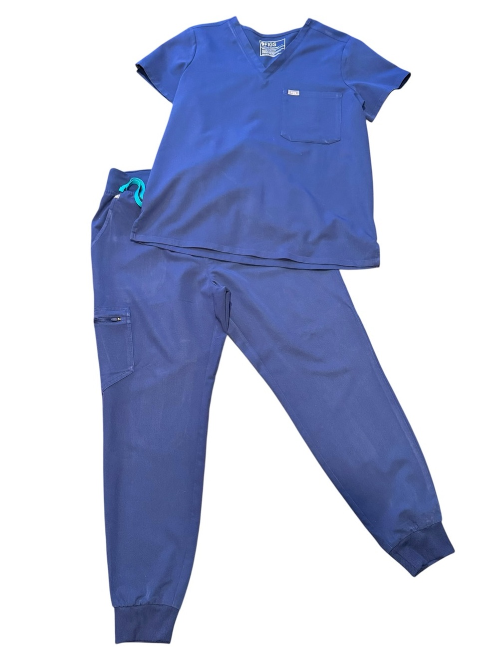 Figs Royal Blue V-Neck Scrub Top and Jogger Set